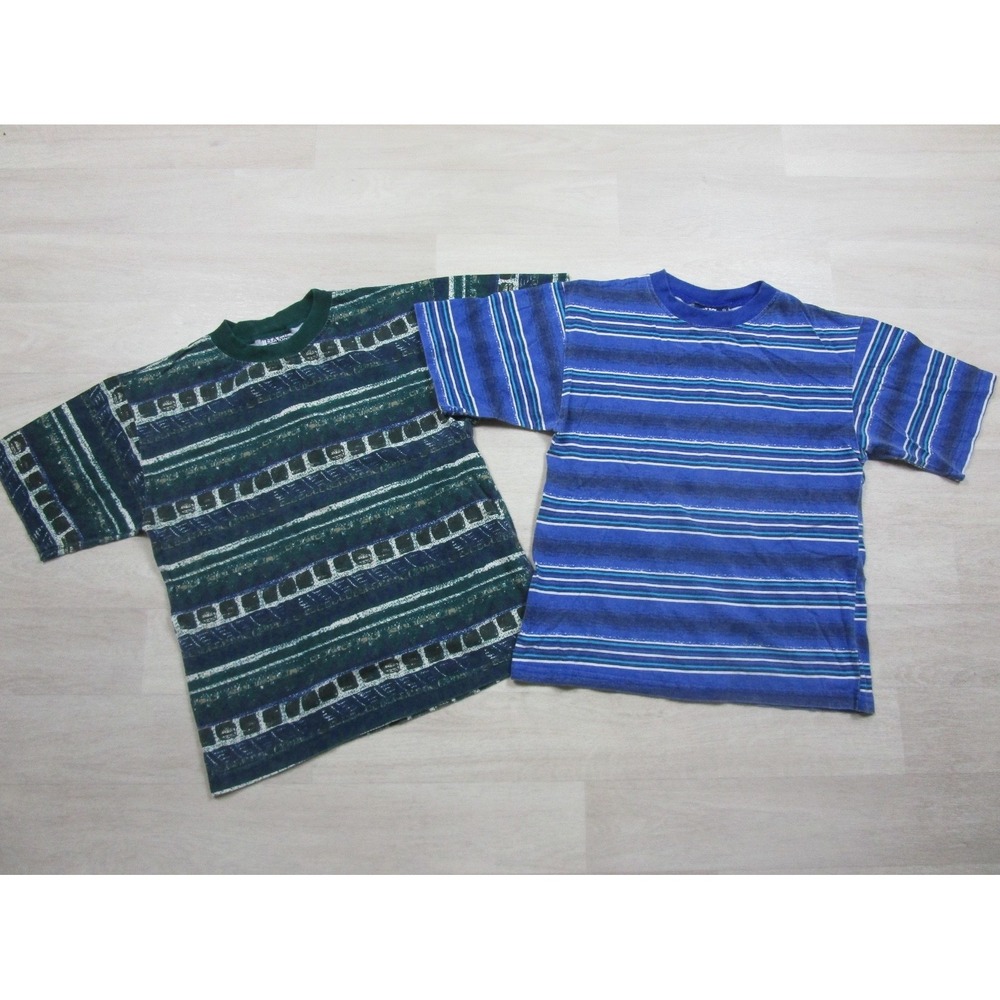 Vintage 90s Cotton T-Shirt Youth Boys (M) Stripe Grunge Surf Skate Oxygen USA